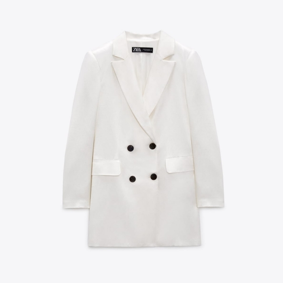 Zara 2 Pc Set Satin Effect Long Blazer & Pants Size XS - Picture 9 of 16